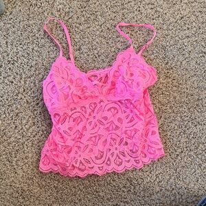 Women's Pink Lace Camisole Tank Top